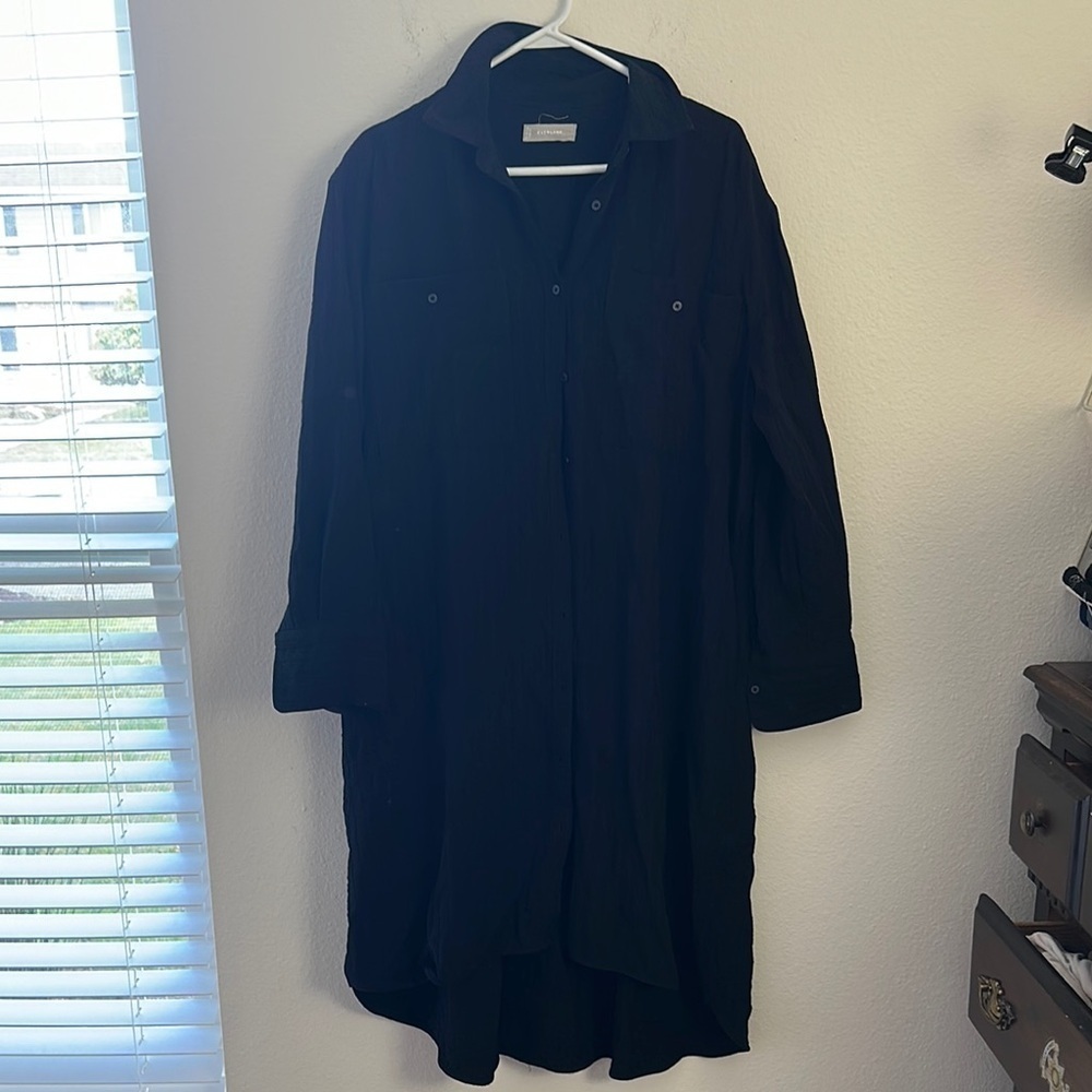 Everlane Black Button-Up Long dress